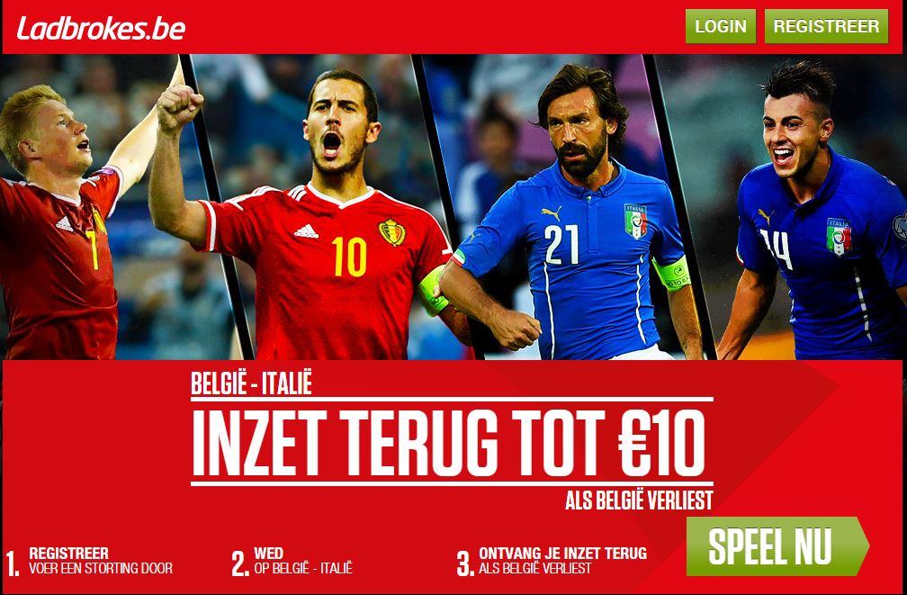 Ladbrokes promotie wedstrijd België Italië